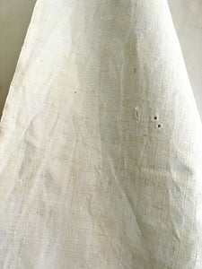 PRIMITIVE French HOMESPUN LINEN TROUSSEAU sheet RB mono CENTRAL SEAM c1830