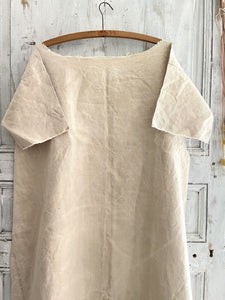 Antique French PRIMITIVE natural FLOPPY LINEN nightshirt UNFINISHED c1830