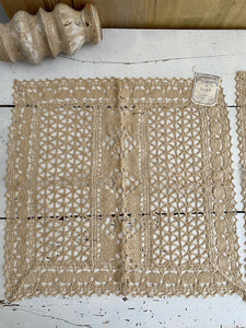 Vintage French PAIR OF natural DOILIES OPENWORKS napperon LA SAMARITAINE c1930