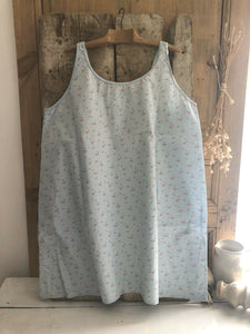 Antique French RUSTIC pale blue COTTON NIGHTSHIRT c1920