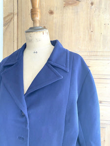 Vintage French woman blue JACKET tailored COLLAR c 1950