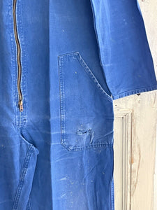 Vintage French large WORK WEAR overalls INDIGO blue cotton ZIP c1950