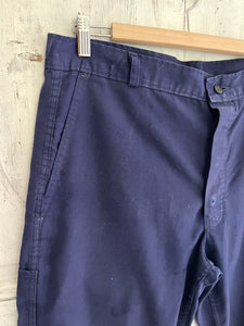 Vintage French PATCHED pants WORK WEAR trouser INDIGO moleskine c1930