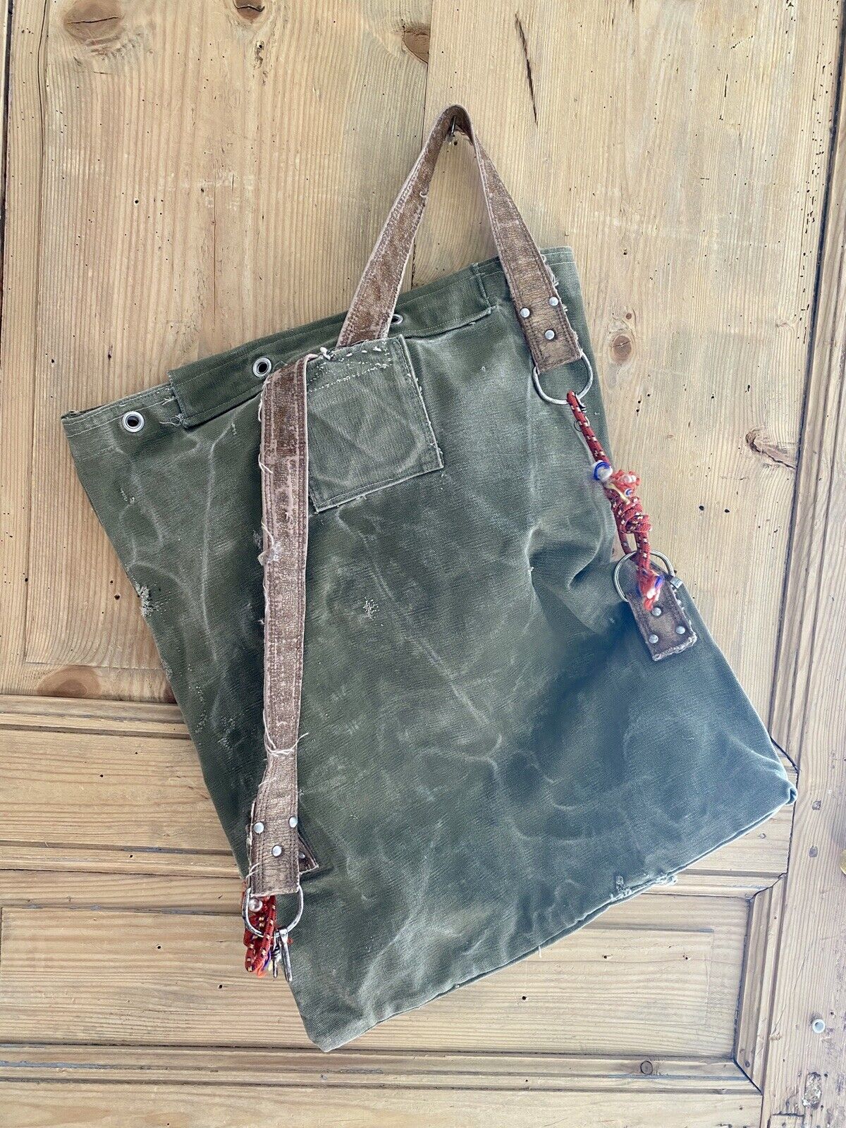 Vintage French LINEN MILITARY BAG c1930