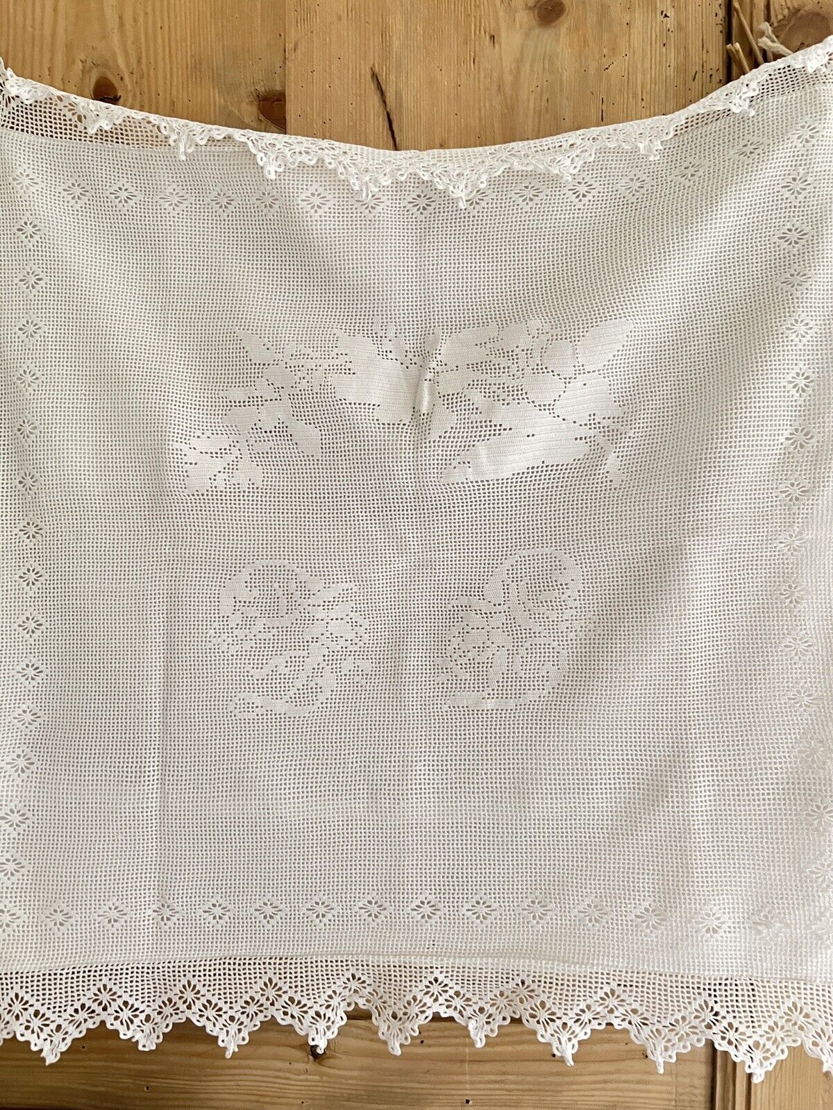 Antique French EMBROIDERED PAIR linen PILLOW SHAM FILET LACE LB mono c1900