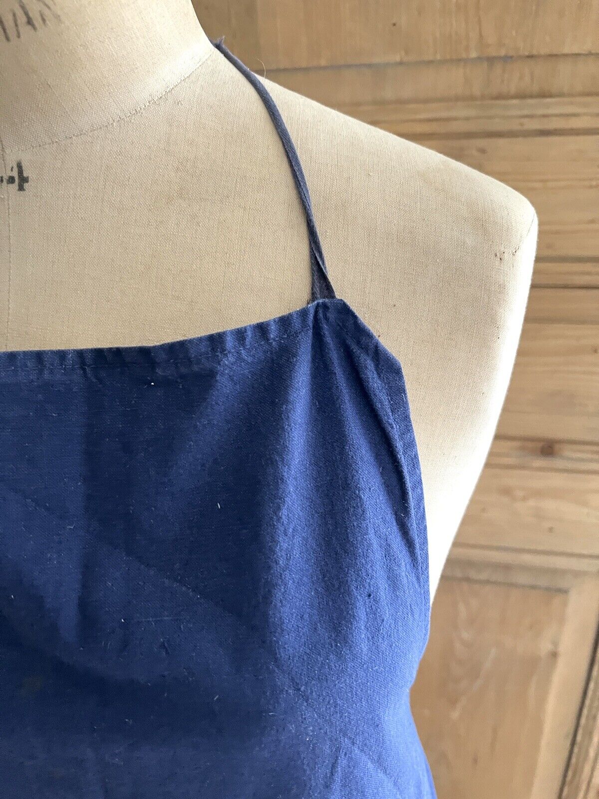 Antique French INDIGO WORK WEAR APRON LINEN c1900