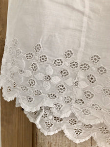 Antique french cotton PETTICOAT broderies anglaises FESTON c1900