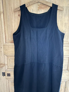 Vintage French PEASANT woman rayonne BLACK DRESS sleeveless c1950