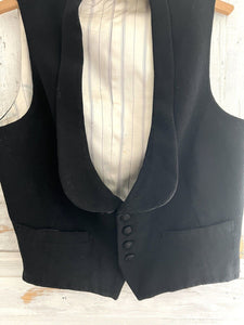 Antique Victorian French man elegant BLACK WOOL evening VEST c1880