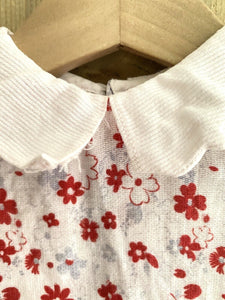 Vintage French FLORAL cotton BABY ROMPER c1950