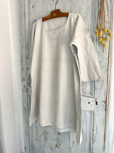 Antique French PRIMITIVE pure FLOPPY LINEN nightshirt c1830