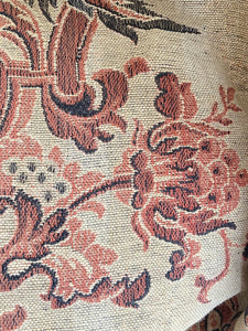 Antique French PALE PINK BLUE PAISLEY boteh TAPESTRY indiennes FRINGES c1930