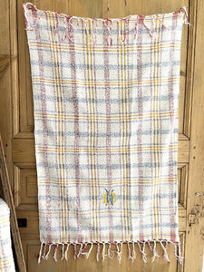 SET 5 Art Deco French GUESTS TOWELS cotton RED YELLOW BLUE LITEAUX BN m  c1930