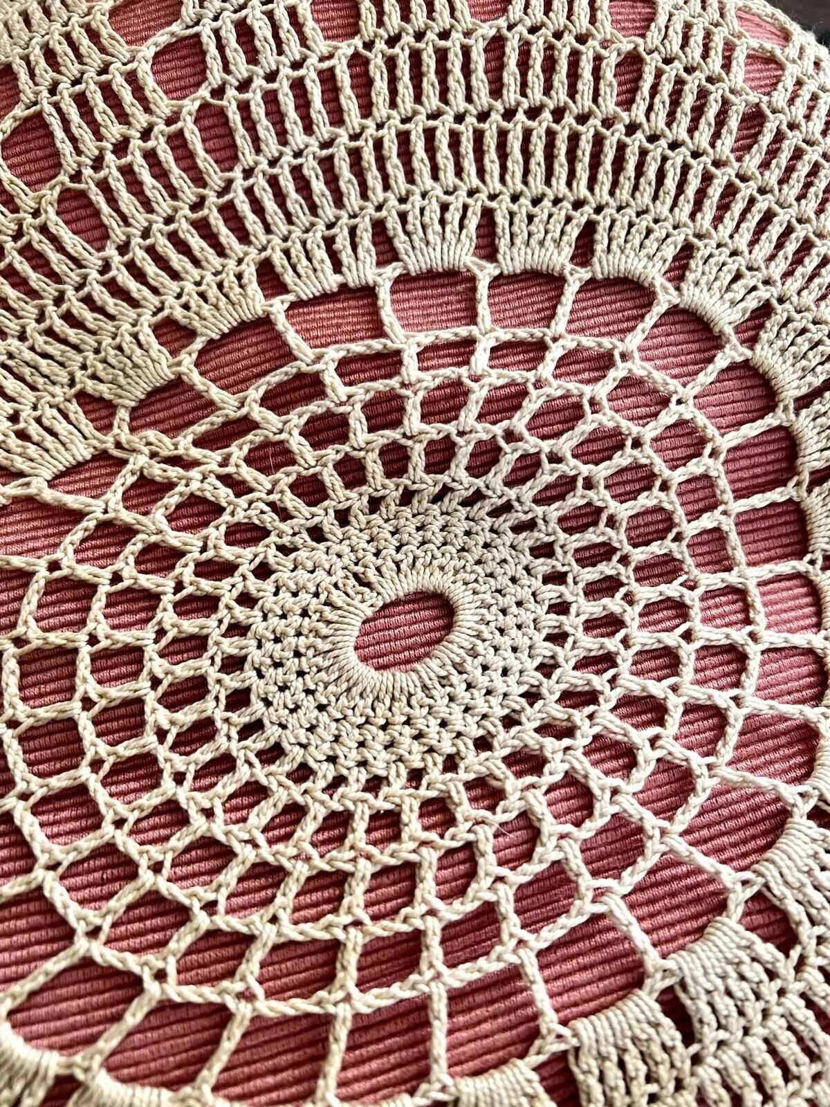 Vintage French embroidered FILET LACE PILLOW lace c1950