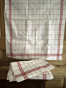 SET 3 vintage French TEA TOWELS cotton FIL c1920