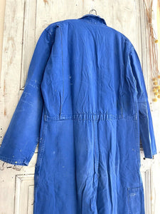 Vintage French large WORK WEAR overalls INDIGO blue cotton ZIP c1950