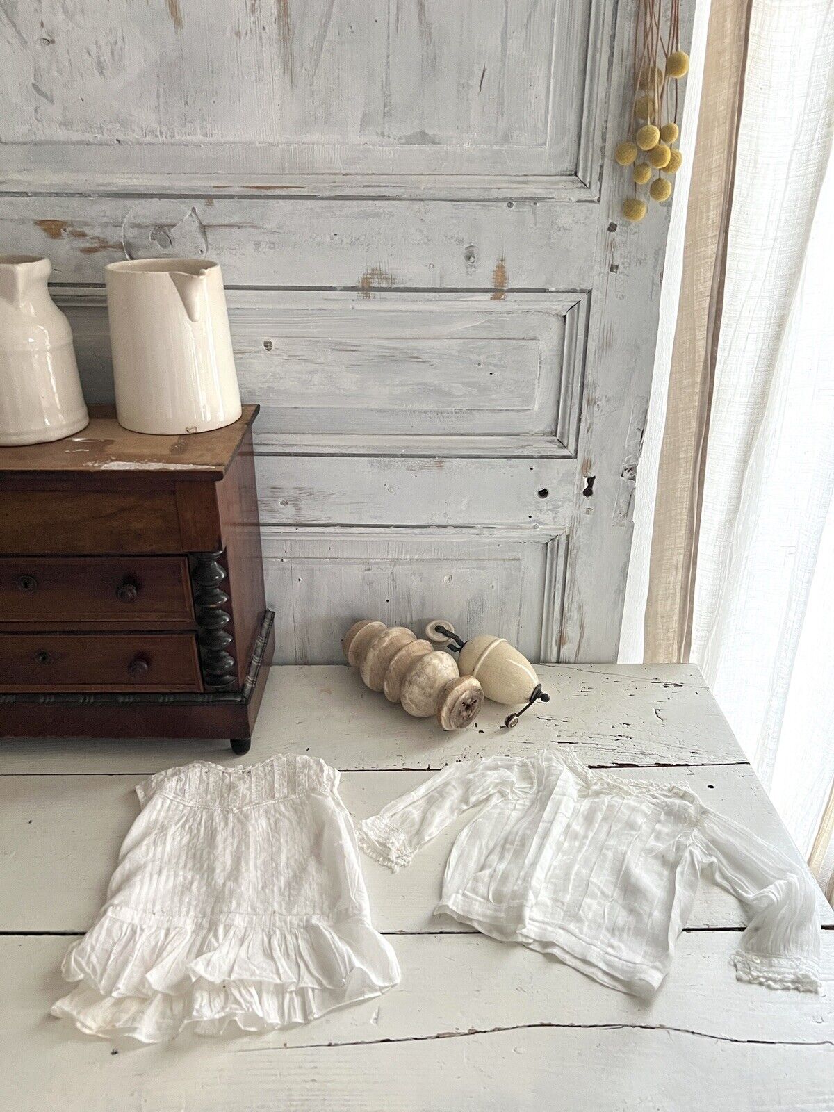 BUNDLE Victorian French baby BLOUSE coton veil and dress c1900