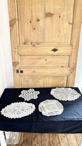 BUNDLE #2 4 LARGE vintage French FILET LACE DOILIES napperon CRAFT c1930