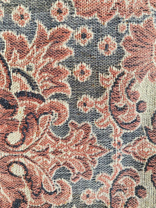 Antique French PALE PINK BLUE PAISLEY boteh TAPESTRY indiennes FRINGES c1930