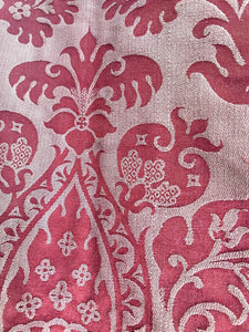 Antique French DAMASK RED GOLD SILK panel indiennes ARABESQUES DECOR c1880