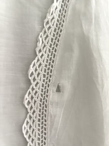 Vintage French woman cotton DESHABILLE lace trim TORN c1930