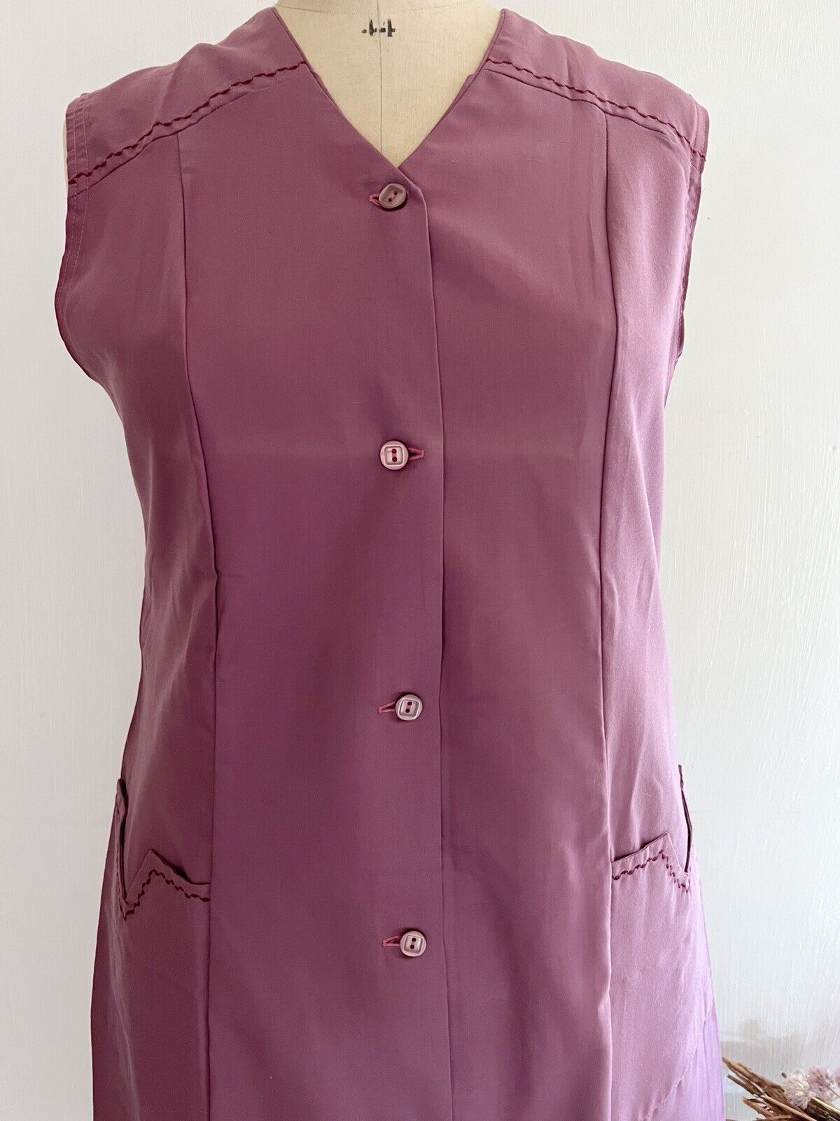 Vintage French PALE PURPLE rustic WORK WEAR APRON Provence c 1950