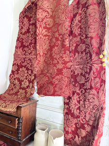 BUNDLE #2 antique CUT DAMASK SILK fabric lot CRAFT arabesques c1900