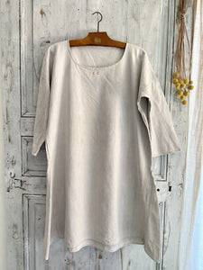 Antique French PRIMITIVE pure FLOPPY LINEN nightshirt c1830