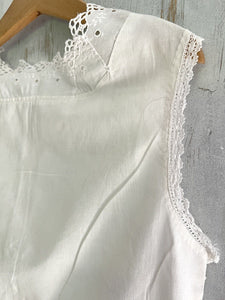 Antique French embroidered COTTON young girl LACE under dress c1900