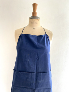 Antique French INDIGO WORK WEAR APRON LINEN c1900