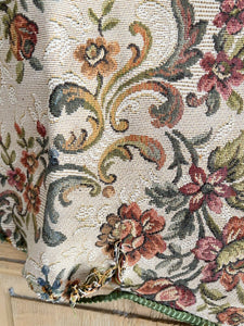 Pair vintage French floral DAMASK textiles sofa cover UPHOLSTERY c1950