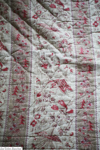 Antique WIDE French QUILT BOUTIS piqué PROVENCE indiennes patched c1880