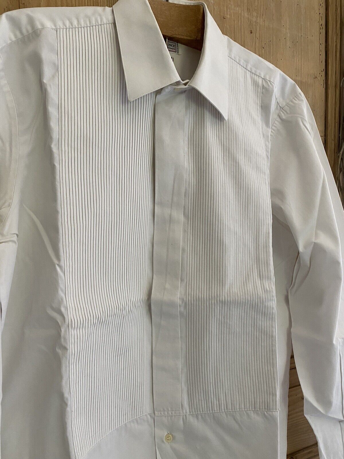 Vintage French man COUTURE POPLIN SHIRT COTTON pintucks c 1930