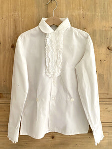 Vintage French cotton CEREMONY FRILLED child SHIRT JABOT c1960