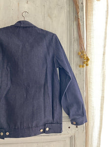 Vintage French WORK WEAR jacket cotton blue DENIM blouson c1950