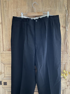 Vintage French RUSTIC peasant BLACK wool PANTS trouser c1930