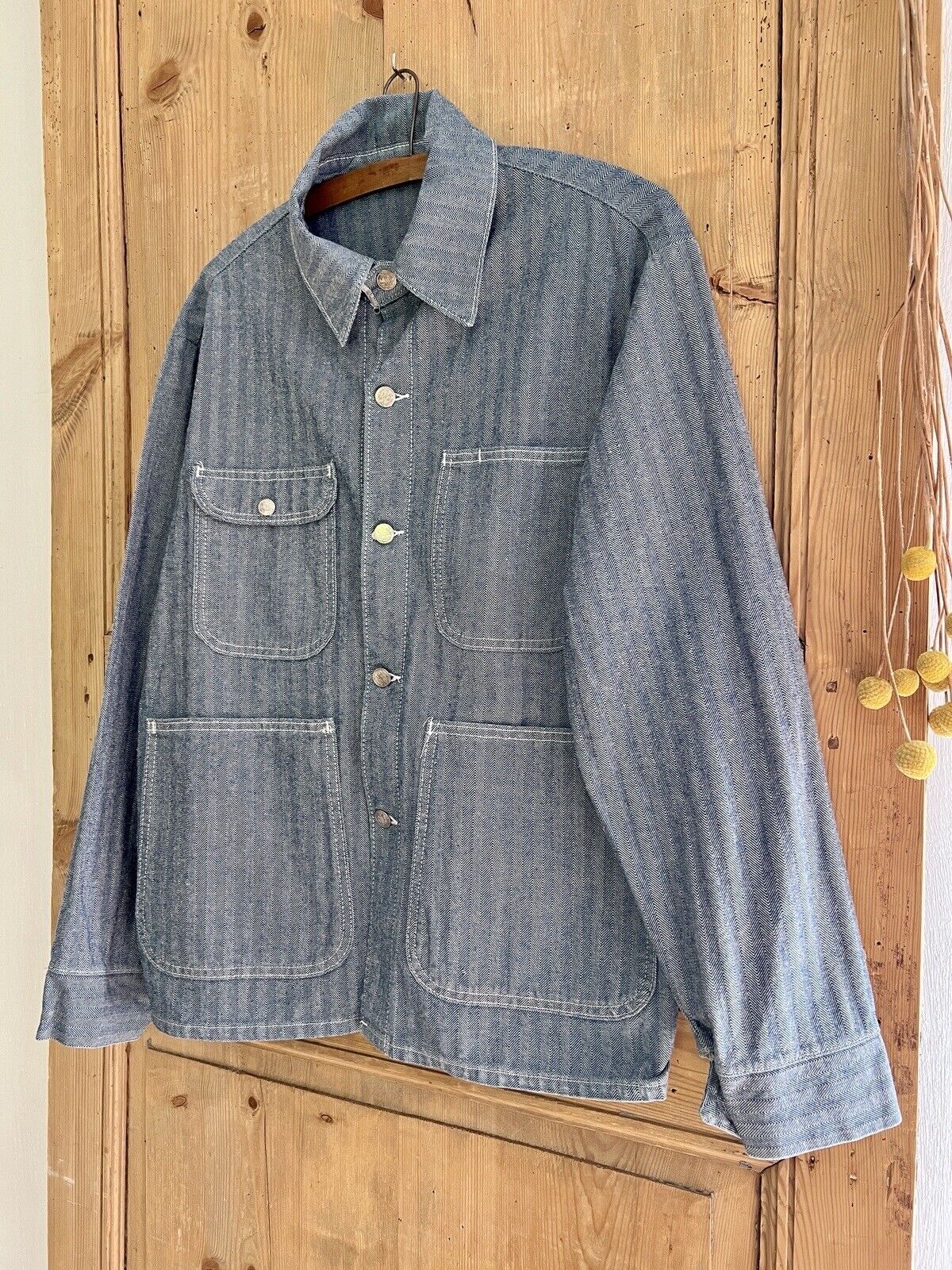 Vintage American WORK WEAR jacket cotton blue CHAMBRAY c1950