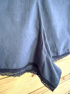 Antique French BLUE DYE cotton PANTY culotte LACE trim c1900