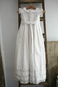 Vintage French CHRISTENING dress cotton GROS GRAIN lace c1950