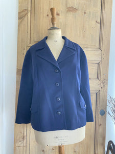 Vintage French woman blue JACKET tailored COLLAR c 1950