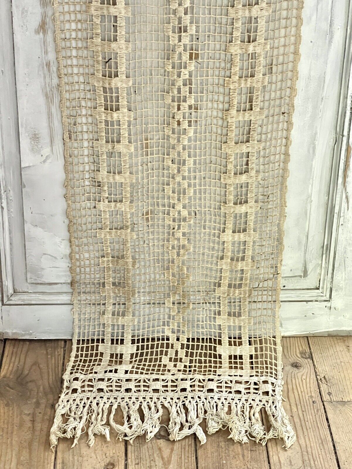 Art Deco French FILET LACE cotton CURTAIN c1920