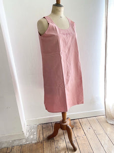 Vintage French PALE PINK DYED linen cotton nightshirt c1930