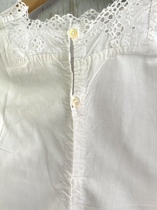 Antique French embroidered COTTON young girl LACE under dress c1900