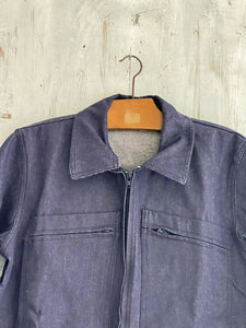 Vintage French WORK WEAR jacket cotton blue DENIM blouson c1950