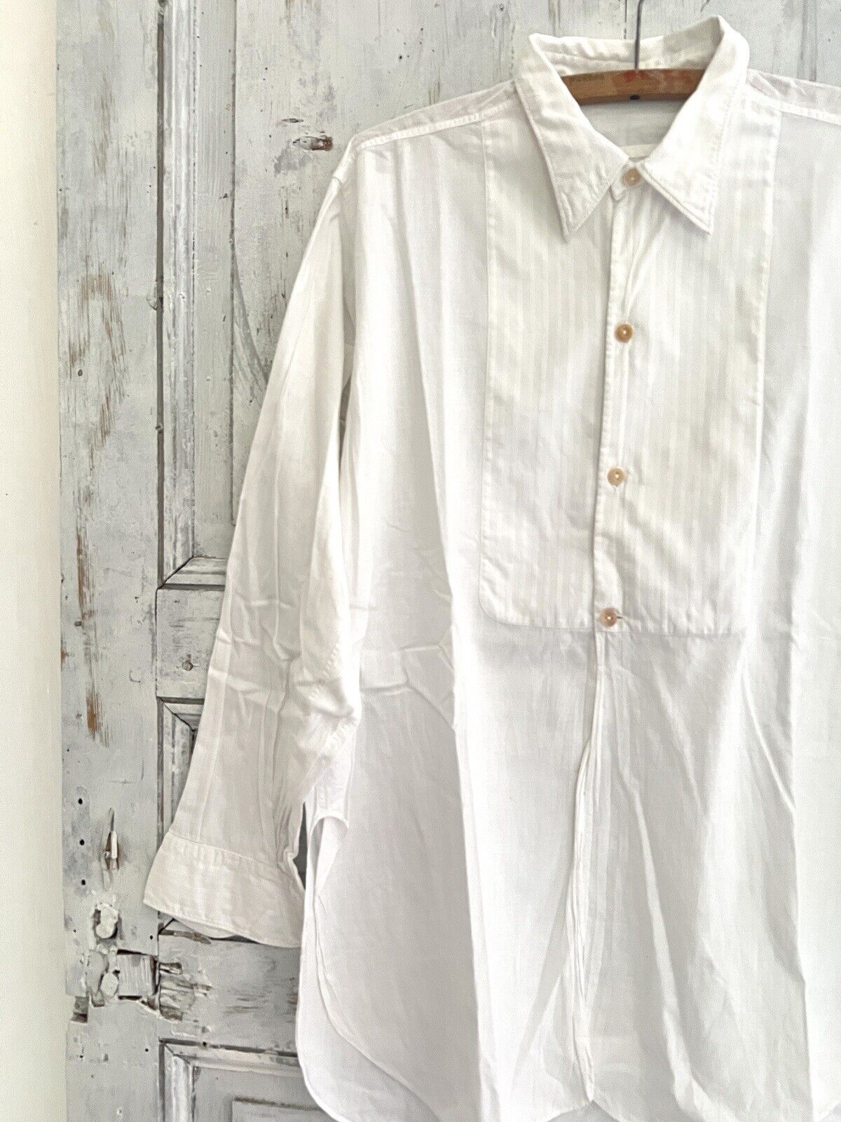 Victorian French man RUSTIC cotton WORK WEAR bib SHIRT c 1900