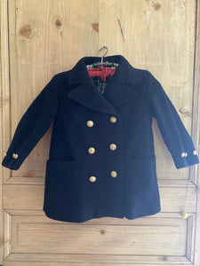 Vintage French DEADSTOCK child SAILOR COAT wool Galeries Lafayette Paris c1950