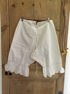 Antique French linen cotton PANTALONNETTE panties LACE  c1900