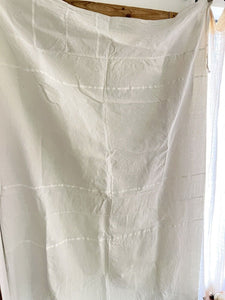 Antique French LINEN FIL PATCHED curtain DT mono c1900