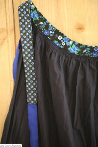 Vintage French wide smocked APRON work wear INDIGO provence c 1950