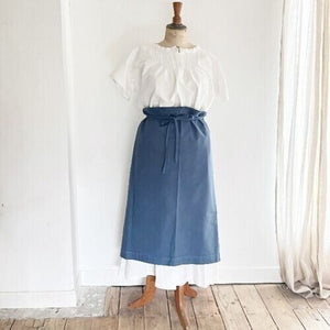 French UPCYCLED antique linen INDIGO WORK WEAR APRON Les Toiles Blanches